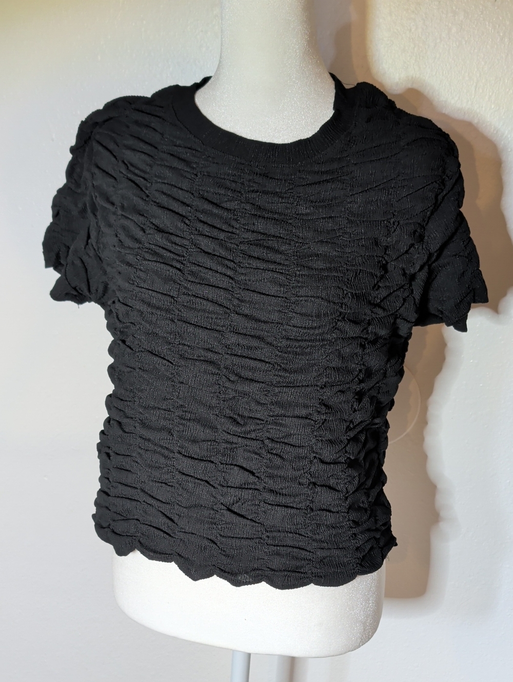House of Harlow 1960 Black Ruched Short Sleeve Top
